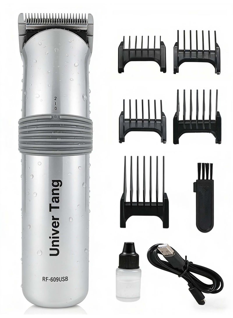 صورة العالمة ماكينة حلاقة وتشذيب الشعر للاستخدام المنزلي – لاسلكية، قابلة لإعادة الشحن عبر USB، هادئة، عدة عناية عائلية للشعر واللحية وشعر الجسم - Image 1