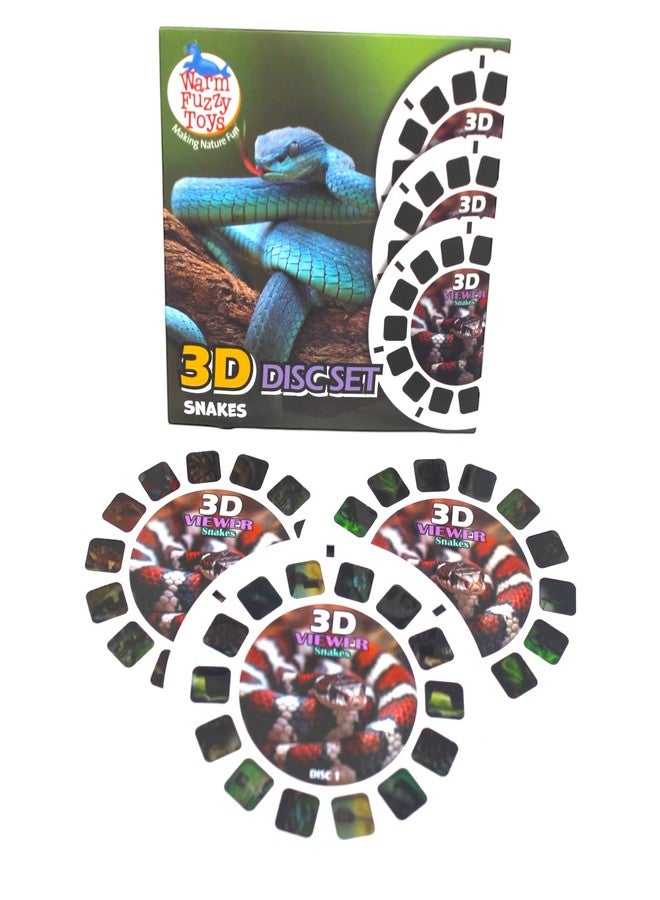 WARM FUZZY Toys Snake Reels for Viewfinder – 3 Slides with 21 HD 3D Images, Reptile Wildlife Refill Discs for Kids & Adults, Retro Educational Classic Toy Accessory - Image 1