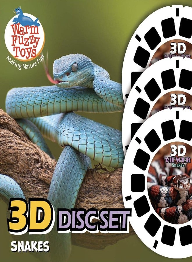 WARM FUZZY Toys Snake Reels for Viewfinder – 3 Slides with 21 HD 3D Images, Reptile Wildlife Refill Discs for Kids & Adults, Retro Educational Classic Toy Accessory - Image 2
