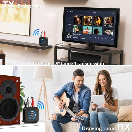 1Mii 2.4GHz Wireless Audio Transmitter Receiver Set for TV, 260Ft/80M Long Range 25ms Low Latency with AUX RCA in/Out,Wireless Audio Adapter for TV PC Powered Speaker Amplifier Soundbar - Image 5