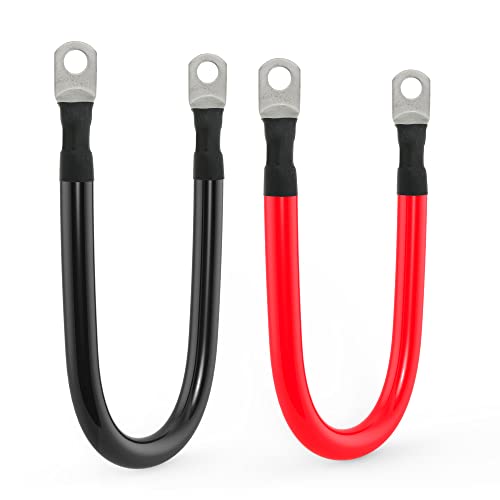 TUELETFU كابل بطارية قياس 1/0 AWG مع موصلات 3/8 بوصة لمحول الطاقة للسيارات البحرية RV والشاحنات والجرارات والدراجات النارية 2 قطعة (1 قدم) - Image 1