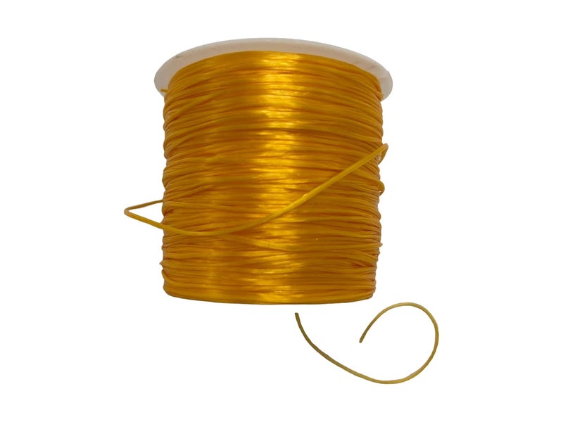 Self Lub Elastic Crystal Stretch Cord for Jewelry Making – Flat Beading Thread for Bracelets, Anklets, DIY Crafts – Durable, Clear Elastic String for Beads & Charms (Yellow, 50 Meter, 0.5 mm) - Image 1