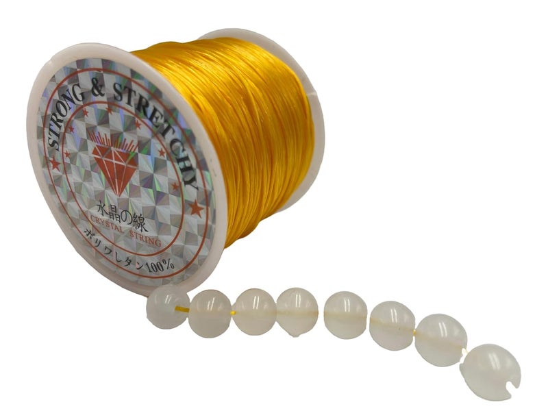 Self Lub Elastic Crystal Stretch Cord for Jewelry Making – Flat Beading Thread for Bracelets, Anklets, DIY Crafts – Durable, Clear Elastic String for Beads & Charms (Yellow, 50 Meter, 0.5 mm) - Image 5