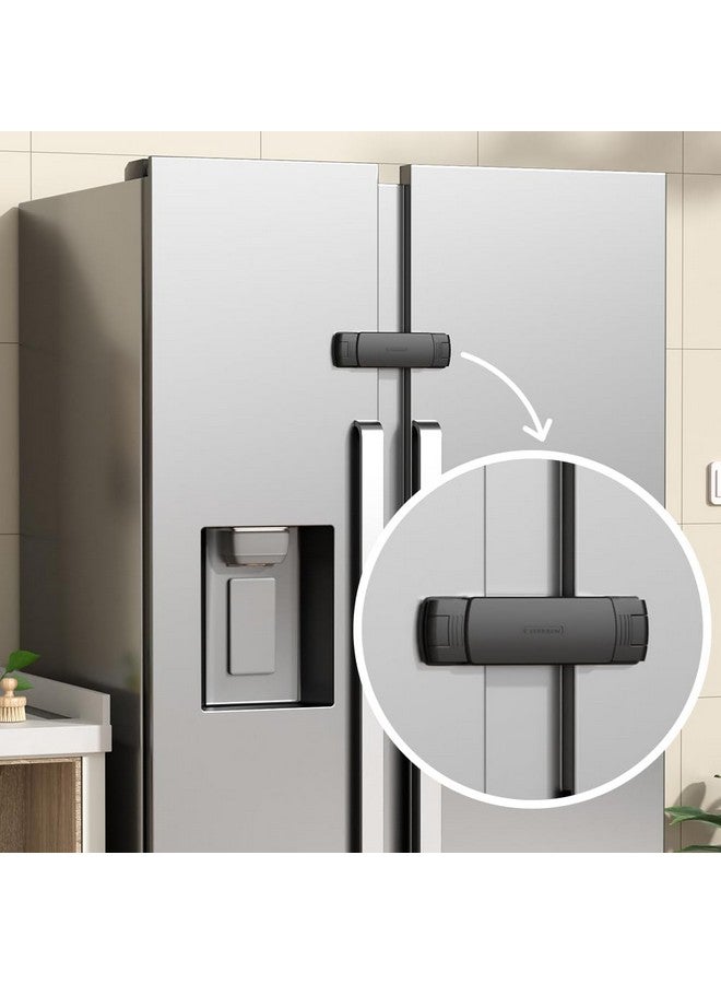 Eudemon 1 Pack Latest French Fridge Lock French Door Refrigerator/Freezer Lock Apply To Max 3.54"(90Mm) Two Door Gap Distance For Kids & Babies,Easy To Install No Tools Need Or Drill (Black) - Image 1
