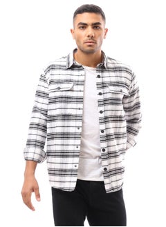 RAVIN Plaids White & Black Shirt with Two Patched Pockets  - Image 1