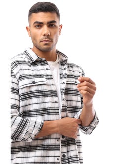 RAVIN Plaids White & Black Shirt with Two Patched Pockets  - Image 3