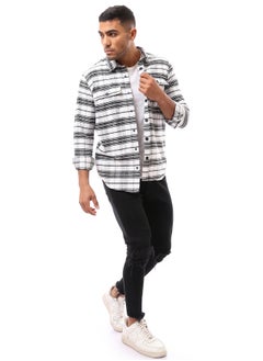 RAVIN Plaids White & Black Shirt with Two Patched Pockets  - Image 5