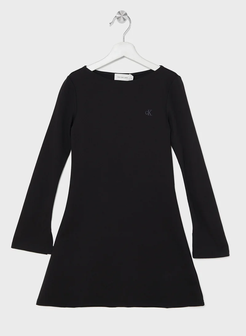 كالفن كلاين جينز PUNTO BOAT NECK LS DRESS