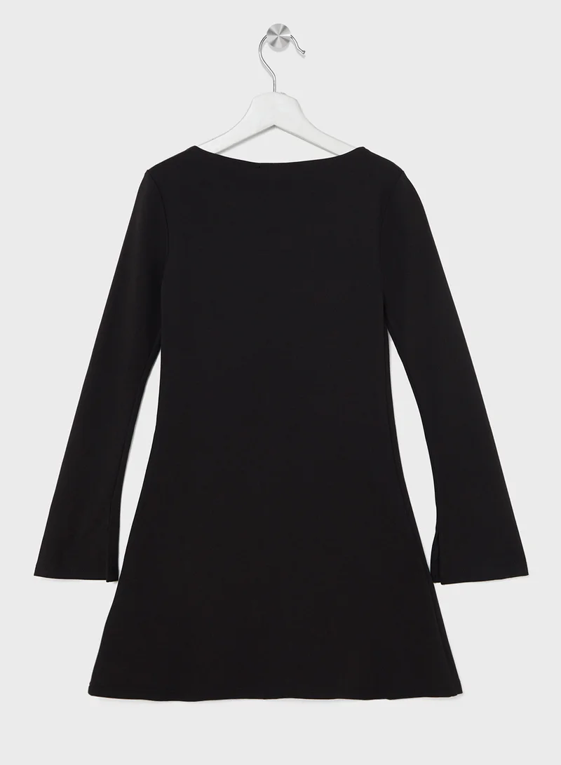 كالفن كلاين جينز PUNTO BOAT NECK LS DRESS
