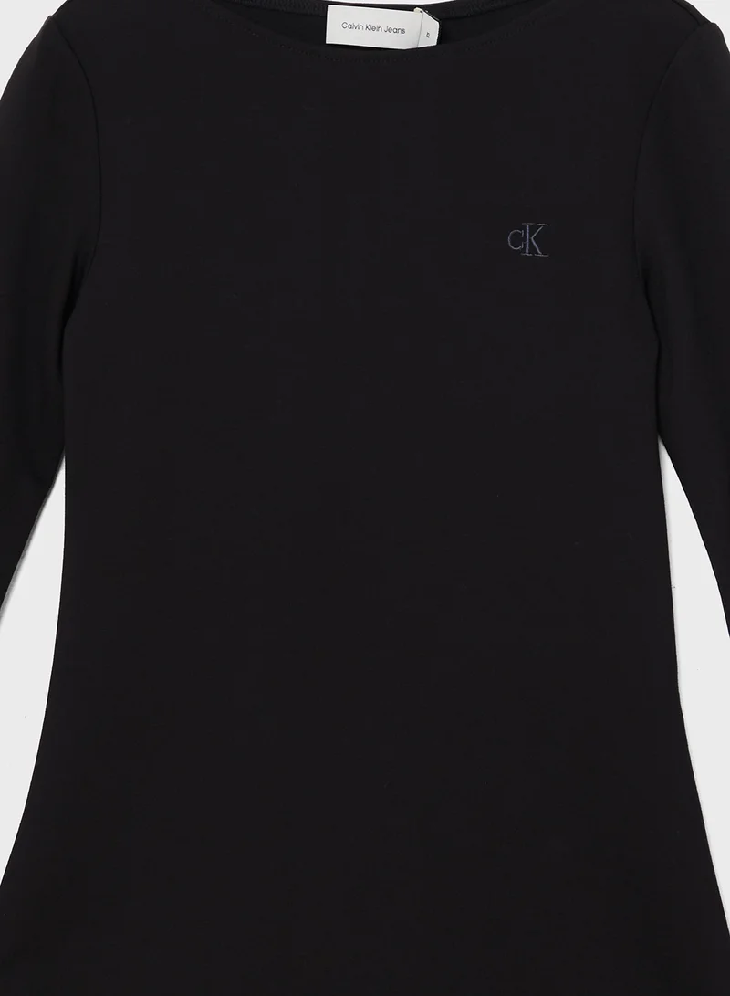 كالفن كلاين جينز PUNTO BOAT NECK LS DRESS