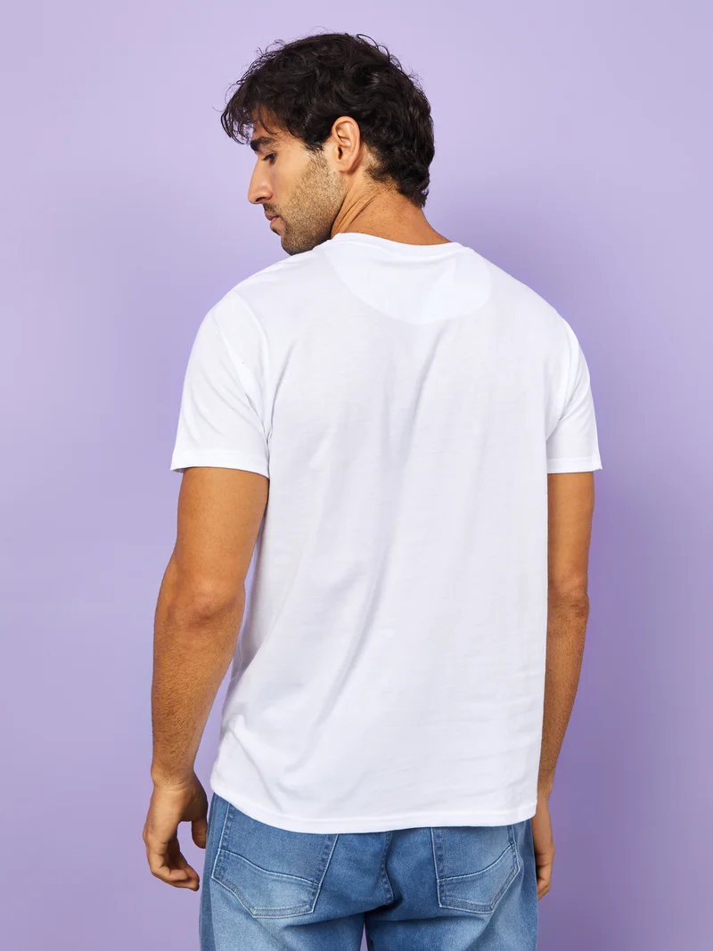 Styli Pack of 2 - Slogan Print Cotton Regular Fit T-shirt