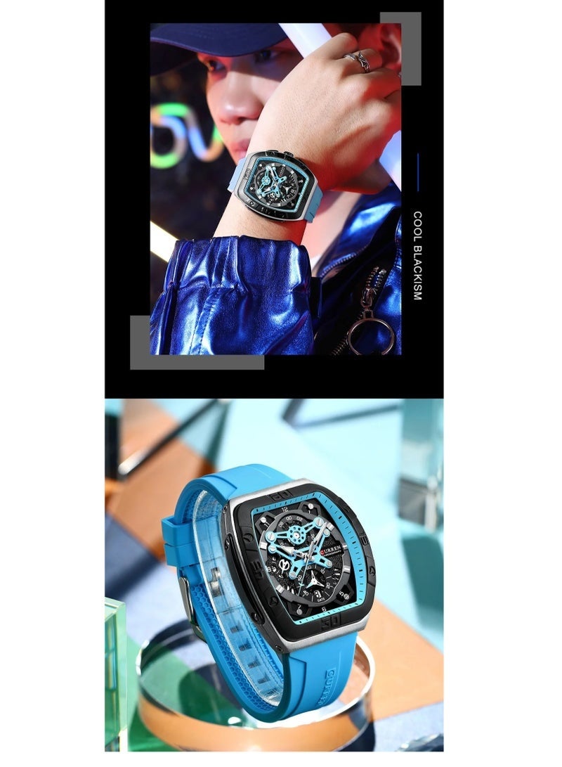 CURREN Men's waterproof chronograph watch with silicone strap - Image 2