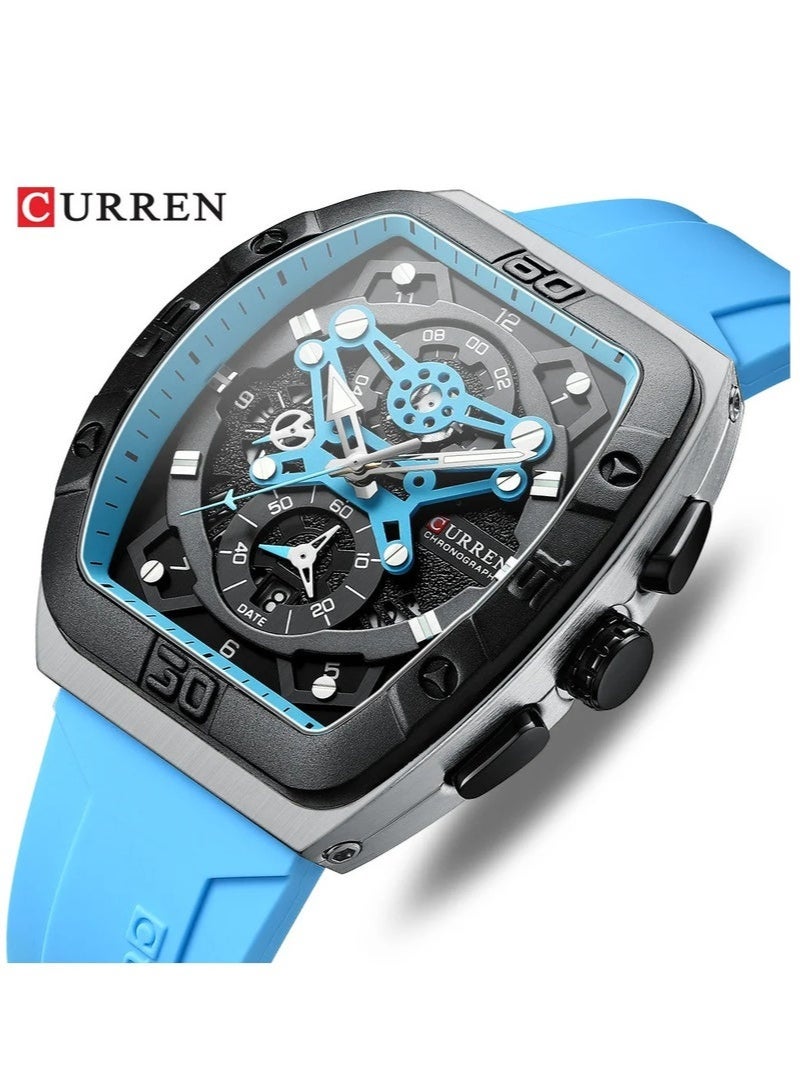 CURREN Men's waterproof chronograph watch with silicone strap - Image 3