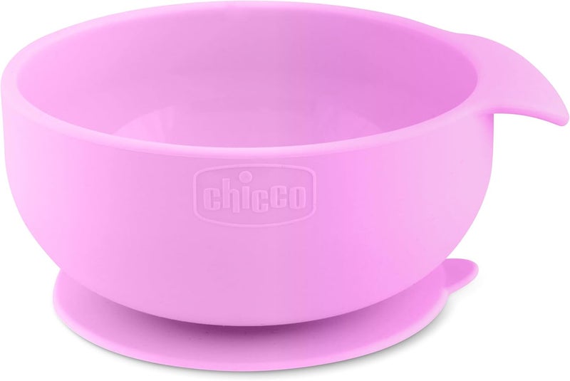Chicco طقم تغذية سيكو إيزي ستارت من السيليكون | أطباق للتغذية الذاتية للأطفال | وعاء شفط | مريلة سيليكون قابلة للتعديل | ملعقة سيليكون ناعمة | خالية من BPA | طقم مكون من 3 قطع | وردي - Image 3