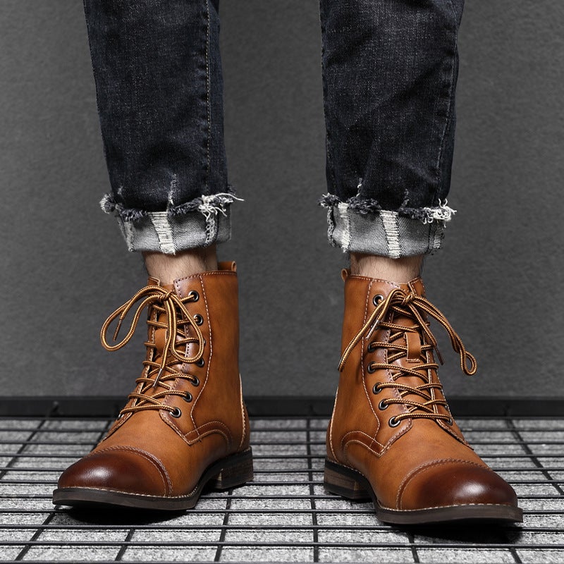 New Velvet Martin Boots Fashion Large Size Pointed Retro Leather Boots High-Top British Casual Men'S Shoes 48 - Image 3