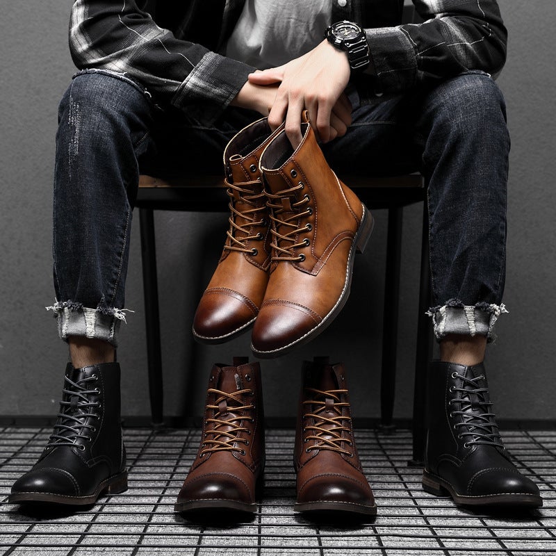 New Velvet Martin Boots Fashion Large Size Pointed Retro Leather Boots High-Top British Casual Men'S Shoes 48 - Image 5