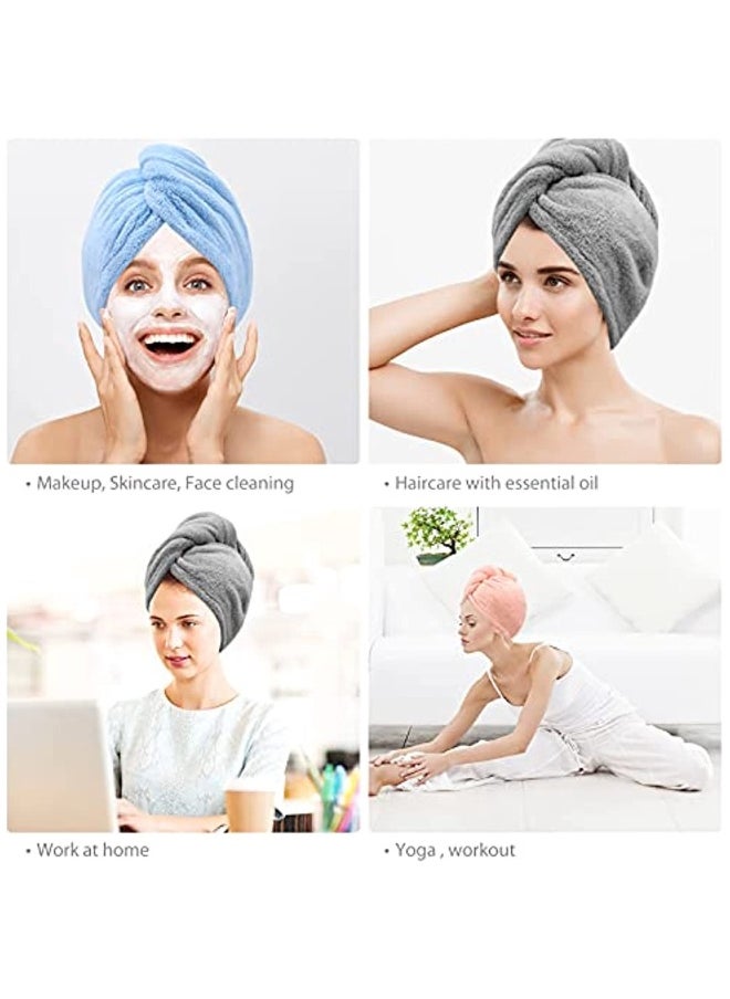 Generic 3 Pack Microfiber Hair Drying Towel Super Absorbent Twist Turban Quick Dry Hair Caps with Buttons Bath Loop for Salon Dry Hair Hat  - Image 5