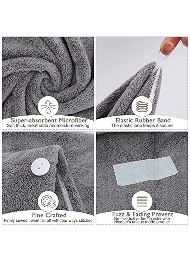 Generic 3 Pack Microfiber Hair Drying Towel Super Absorbent Twist Turban Quick Dry Hair Caps with Buttons Bath Loop for Salon Dry Hair Hat  - Image 2