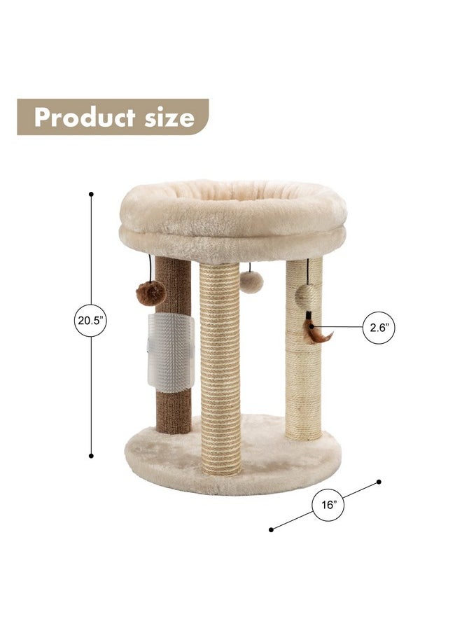 MECOOL MECOOL 4in1 Small Cat Tree,Scratching Post with Tower Soft Bed, Sisal Carpet Jute Posts with Three Hanging Ball Toys and Massage Brush for Indoor Cats and Kittens  - Image 4