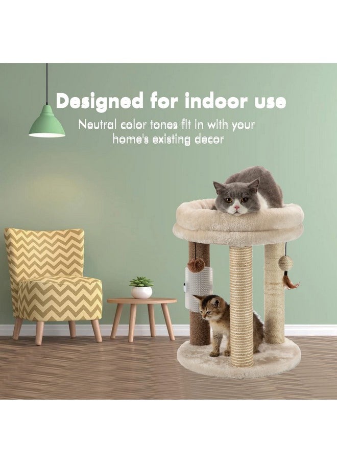 MECOOL MECOOL 4in1 Small Cat Tree,Scratching Post with Tower Soft Bed, Sisal Carpet Jute Posts with Three Hanging Ball Toys and Massage Brush for Indoor Cats and Kittens  - Image 5