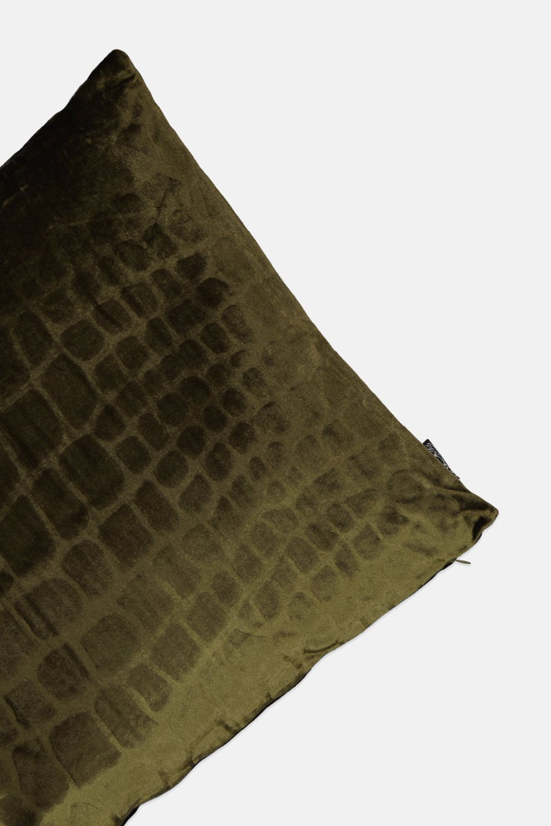 Unique Living Square Velvet Crocodile Textured Removable Cover Cushion, Winter Green  - Image 3