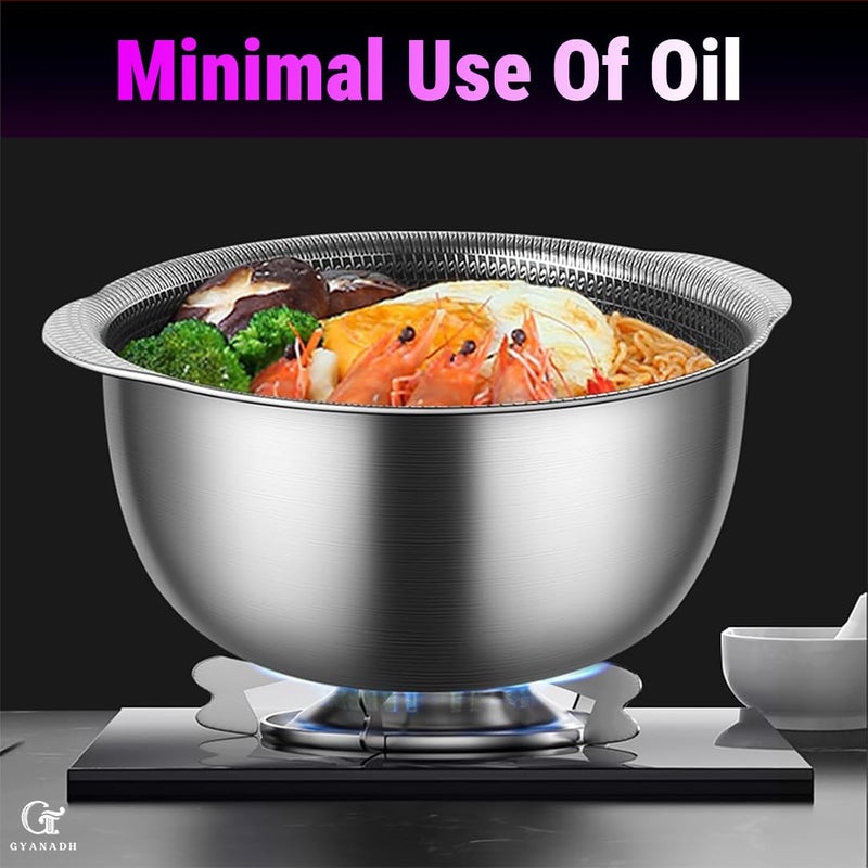 Gyanadh Versatile Mini Stock Pot for Induction Cooking � Tri-Ply Nonstick Kadhai with Honeycomb Texture � Perfect Kitchen Companion - Image 5