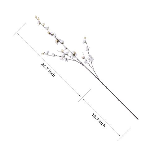 Ammyoo Artificial Faux Plants Flowers Indoor Spring Summer Decor, 4 Bundles Fake Silk Plum Blossom,Faux Silk Cherry Blossom Branches for Wedding Office Party Hotel Home Decor, Vase Not Included(White) - Image 2