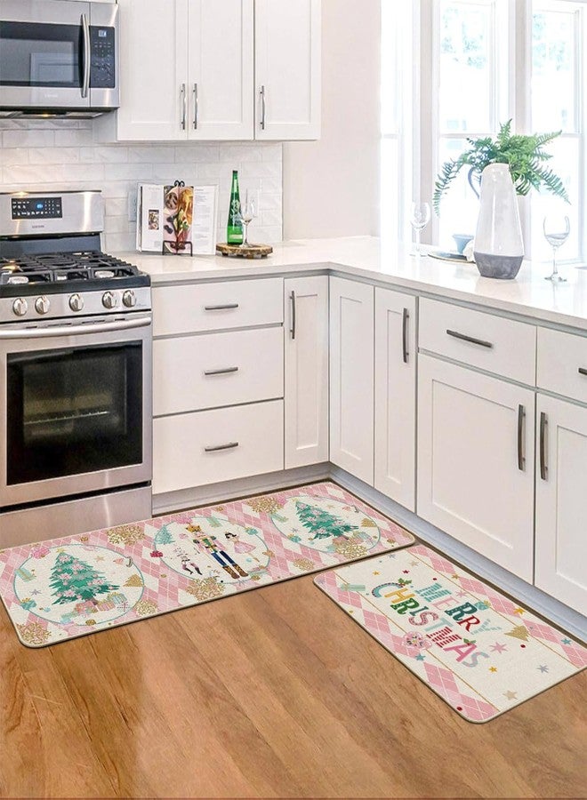 Artoid Mode Diamond Plaid Nutcracker Merry Christmas Kitchen Mats Set of 2, Winter Decor Low-Profile Kitchen Rugs for Floor - 17x29 and 17x47 Inch - Image 4