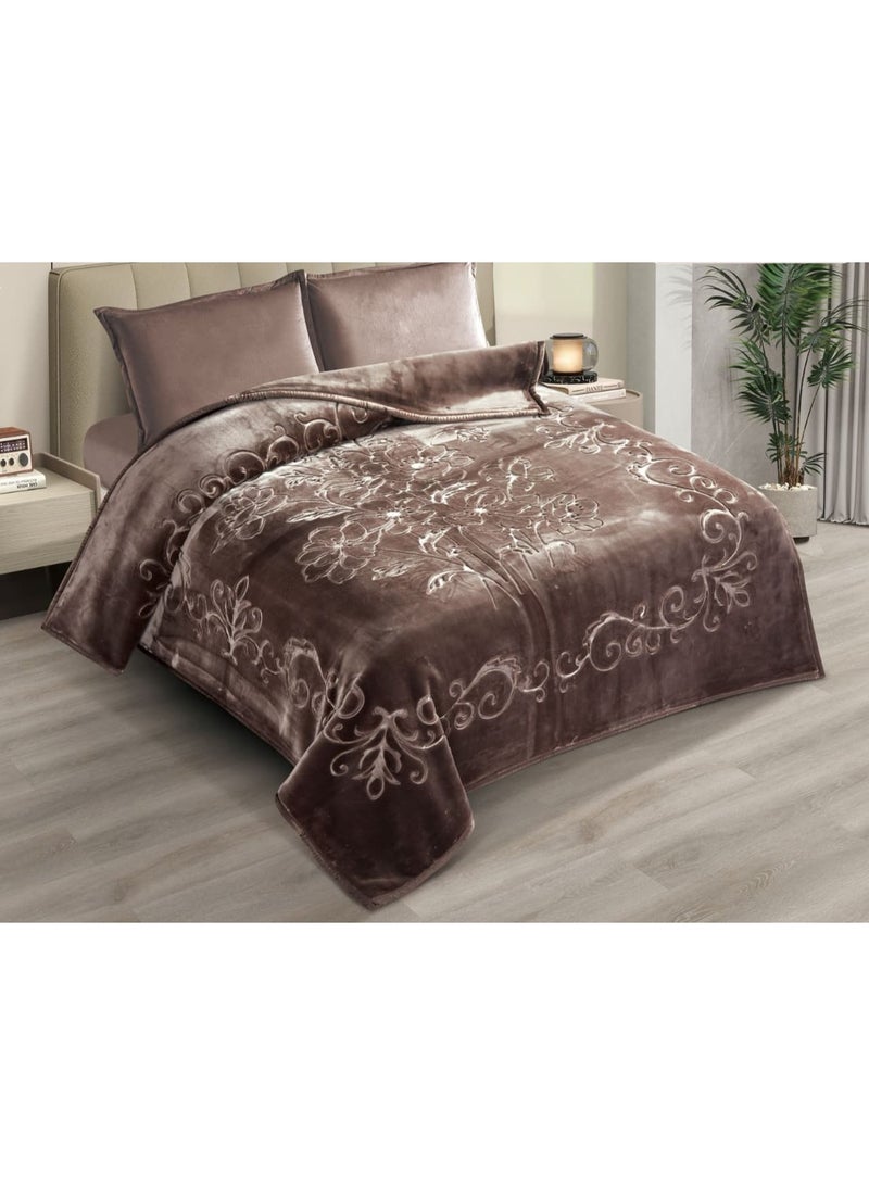 شي ديو ديو بطانية نفرين  طابقين وجهه محفور وجهه ساده بملمس فائق النعومه مقاس كنج 220*240سم - اختر وزن البطانية