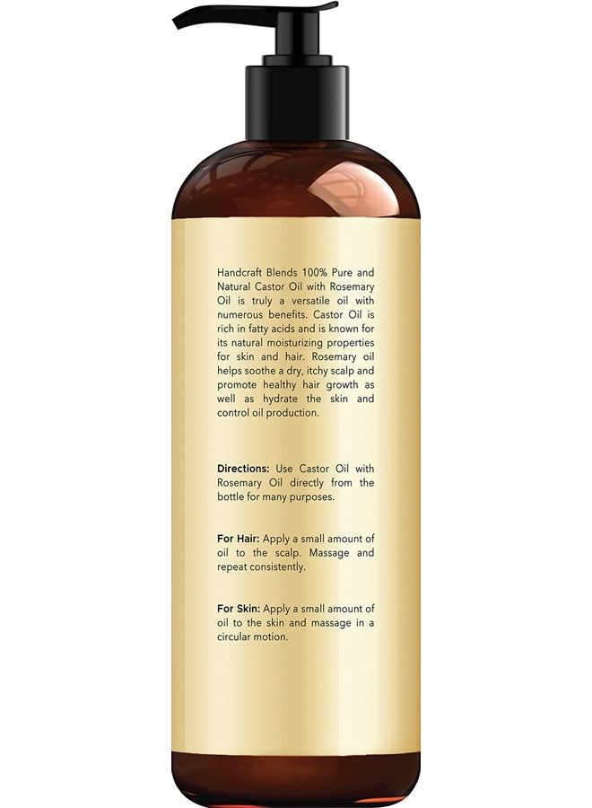 handcraft Blends Handcraft Castor Oil with Rosemary Oil for Hair Growth, Eyelashes and Eyebrows - 100% Pure and Natural Carrier Oil, Hair Oil and Body Oil - Moisturizing Massage Oil for Aromatherapy - 8 fl. Oz  - Image 2