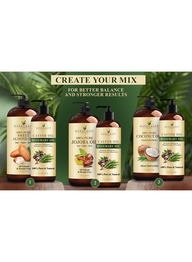 handcraft Blends Handcraft Castor Oil with Rosemary Oil for Hair Growth, Eyelashes and Eyebrows - 100% Pure and Natural Carrier Oil, Hair Oil and Body Oil - Moisturizing Massage Oil for Aromatherapy - 8 fl. Oz  - Image 4