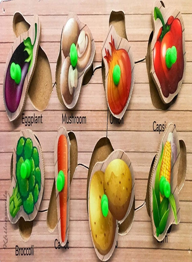 Khilonewale ~ Wooden Puzzle with Knobs Educational and Learning Toy for Kids (Fruits+Vegetable) - Image 2