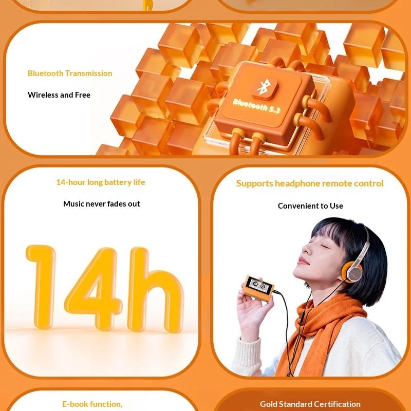 FiiO SnowSky Echo Lossless MP3 Player, 8gb, Cs43198 Dual-Output Decoder, Bluetooth, DSD WAV Hi-Res Audio, Orange - Image 4