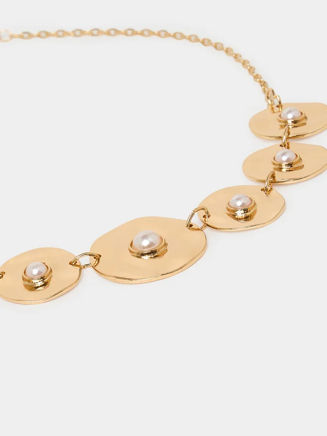 Styli Styli Coin Necklace with Faux Pearl Detail