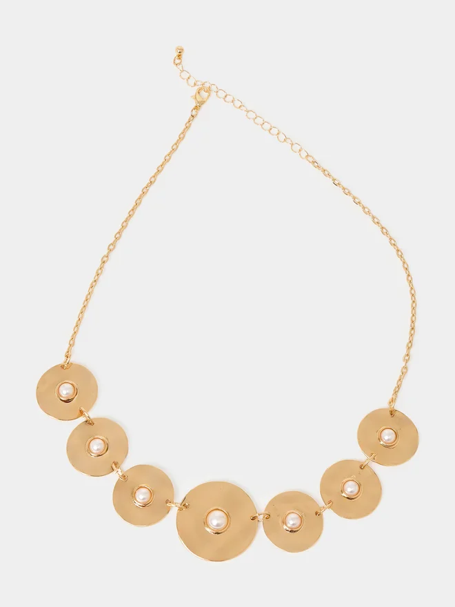 Styli  Styli Coin Necklace with Faux Pearl Detail for Women | Best Price UAE
