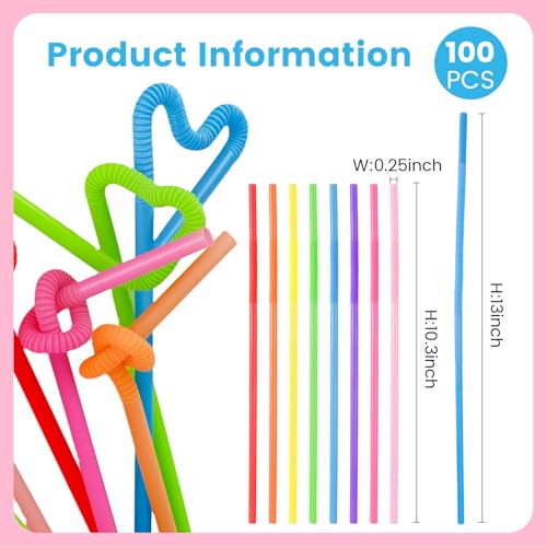 HANSGO Disposable Colorful Drinking Straws, 13inch Extra Long Flexible Straws for Party Decorations, 7 Colors, 100PCS - Image 2