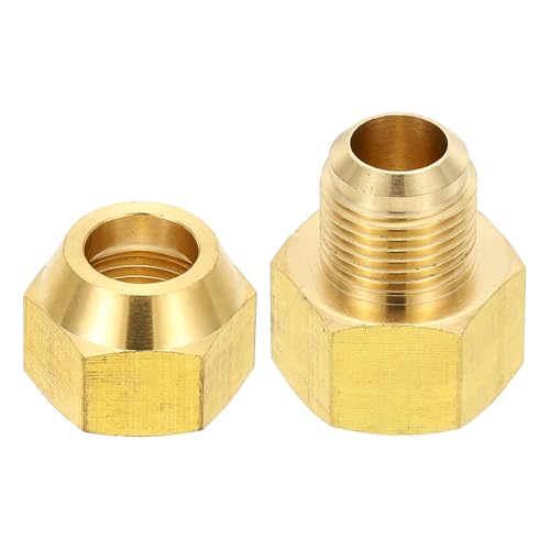 Patikil 5/8" Female x 1/2" Male Flare Connectors, SAE 45 Degree Flare Brass Adapter for Air, Gas Line, Refrigeration, HVAC - Image 1