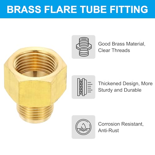 Patikil 5/8" Female x 1/2" Male Flare Connectors, SAE 45 Degree Flare Brass Adapter for Air, Gas Line, Refrigeration, HVAC - Image 4