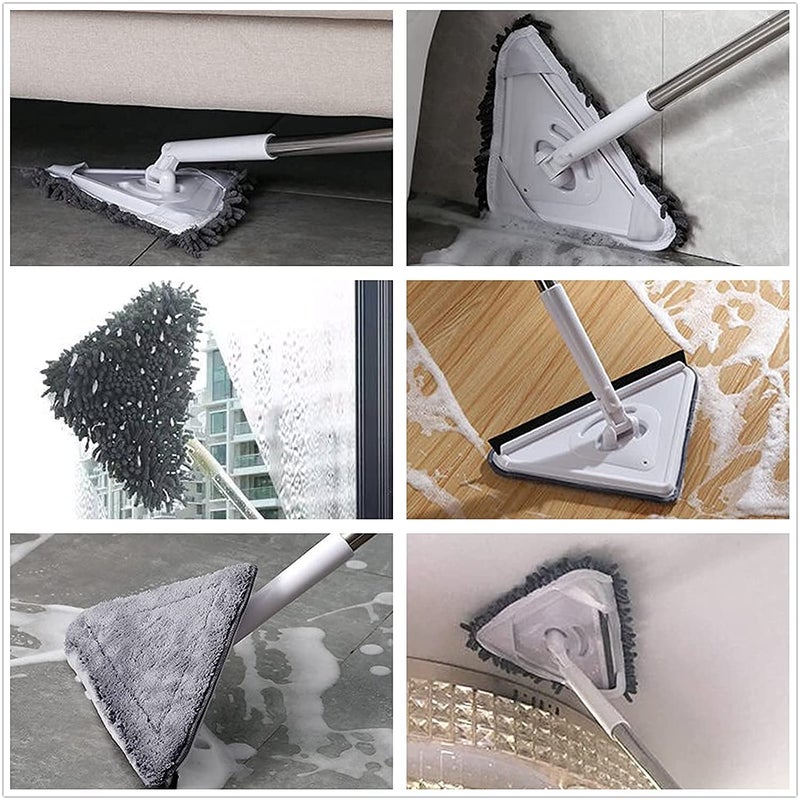 Whixant Triangle Multifunctional Mop Ceiling Cleaning Dust Removal Extendable Telescopic Handle Floor Mop Replacement Head Mop - Image 2