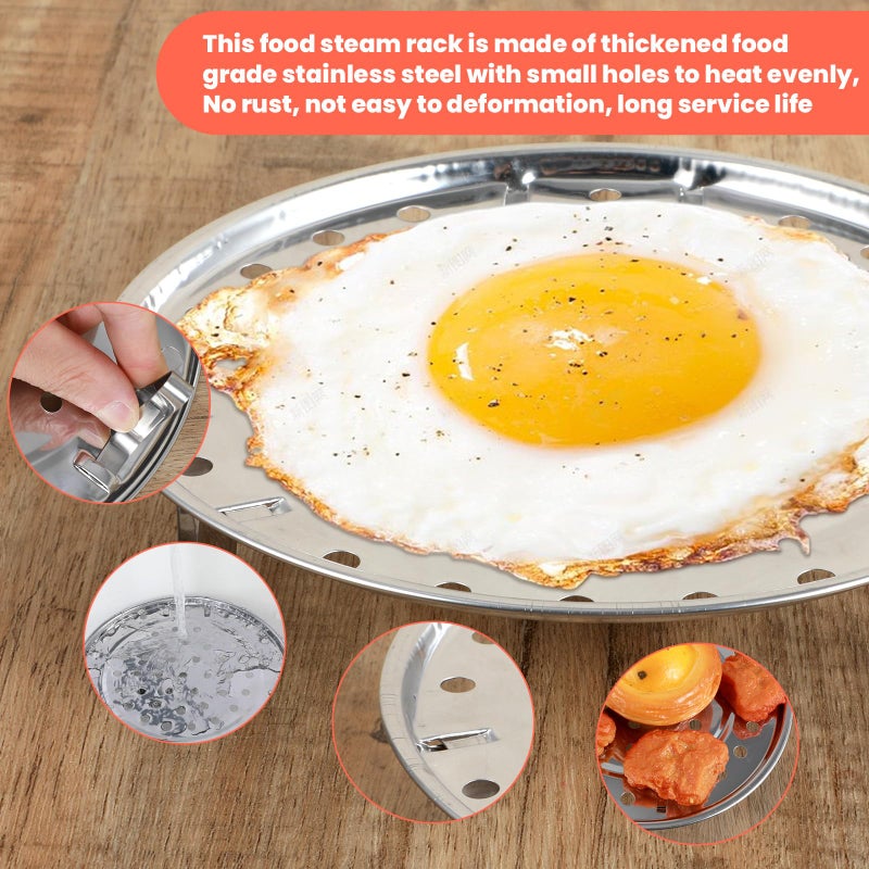 Matwsec 2PCS Round Stainless Steel Steamer Rack, Steaming Rack Stand, Canner Canning Racks Steamer Insert Stock Pot Steaming Tray Pressure Cooker Cooking Toast Bread Salad Baking - Image 3