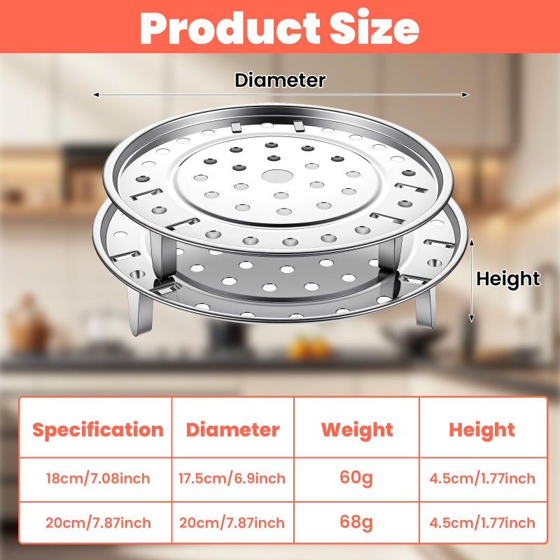Matwsec 2PCS Round Stainless Steel Steamer Rack, Steaming Rack Stand, Canner Canning Racks Steamer Insert Stock Pot Steaming Tray Pressure Cooker Cooking Toast Bread Salad Baking - Image 2
