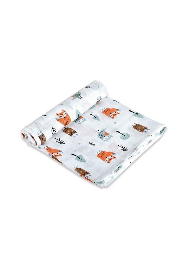 LazyToddler Organic Cotton Baby Muslin Swaddle Wrap For New Born One Of The Best New Born Baby Essentials (Fox Design 100 Cm X 100 Cm Pack Of 1)  - Image 4