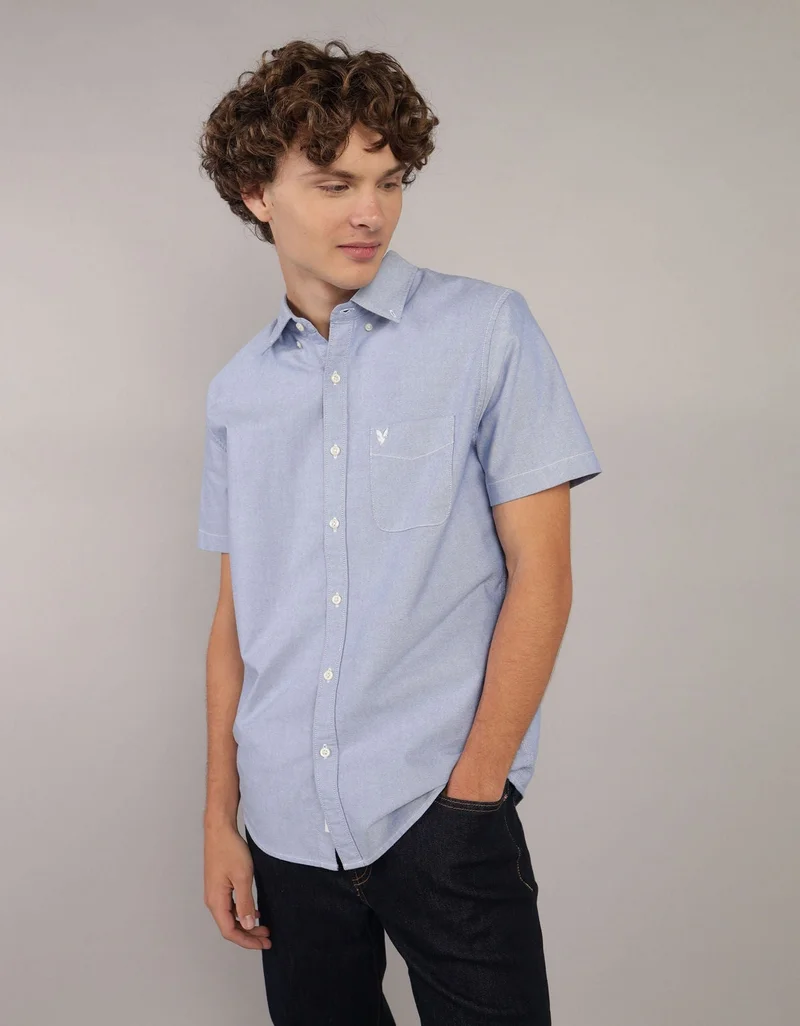 American Eagle AE Short-Sleeve Classic Fit Button-Up Shirt
