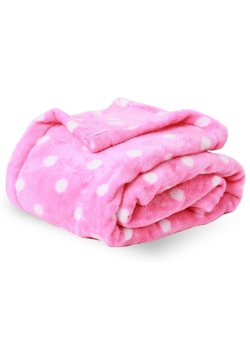 My NewBorn - MyNewborn by 10club Polka Dot Sherpa Fleece Baby Blanket | for Baby Girl, Boy, Newborn, Nursery | All Season, AC Blanket |0-12 M | 76x100 cm 240 GSM (Pink) - Image 1