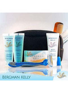 BERGMAN KELLY Hotel Toiletries Bundle (Tropical Waterfall 1 Oz Each 100 Pcs) 4Piece Set: 25 Rectangular Bar Soap 25 Shampoo 25 Conditioner & 25 Body Lotion Bulk Mini Guest Amenities Supply  - Image 5
