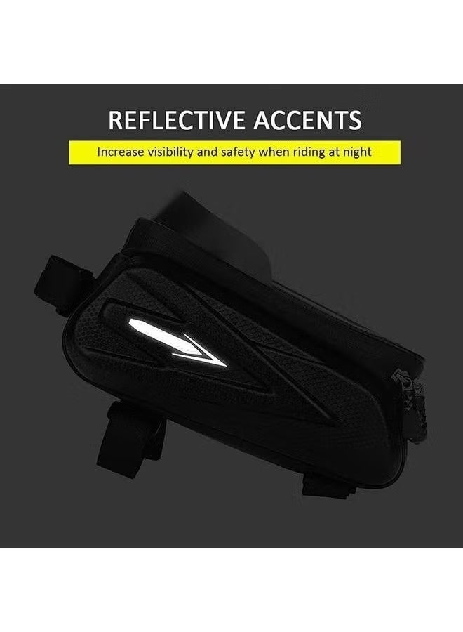 عام حقيبة هاتف للدراجات مقاومة للماء - إطار أمامي بشاشة لمس حساسة، ومقود أنبوب علوي من مادة إي في إيه لتخزين الدراجات - تناسب أقل من 7.2 بوصة، سعة 1.5 لتر - Image 3