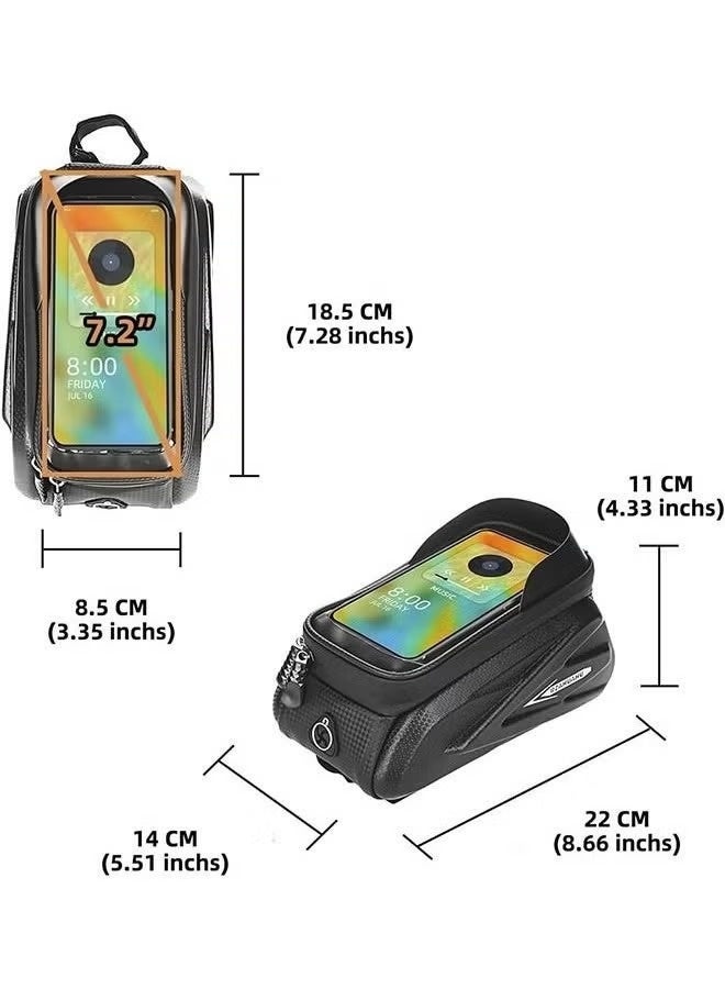 عام حقيبة هاتف للدراجات مقاومة للماء - إطار أمامي بشاشة لمس حساسة، ومقود أنبوب علوي من مادة إي في إيه لتخزين الدراجات - تناسب أقل من 7.2 بوصة، سعة 1.5 لتر - Image 4