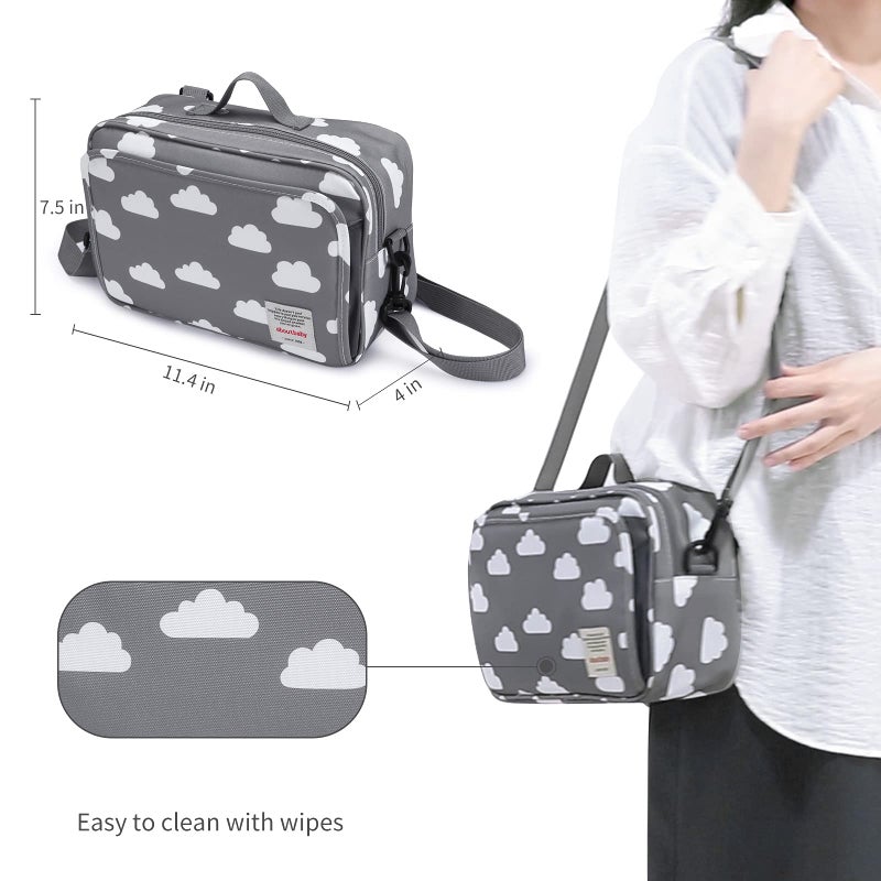 Gogoso Small Diaper Bag  Stroller Organizer Bags For Baby With Insulated Pocket  Stroller Hooks And Adjustable Strap Universal Mini Diaper Tote Bags Fit All Strollers  Gray - Image 3