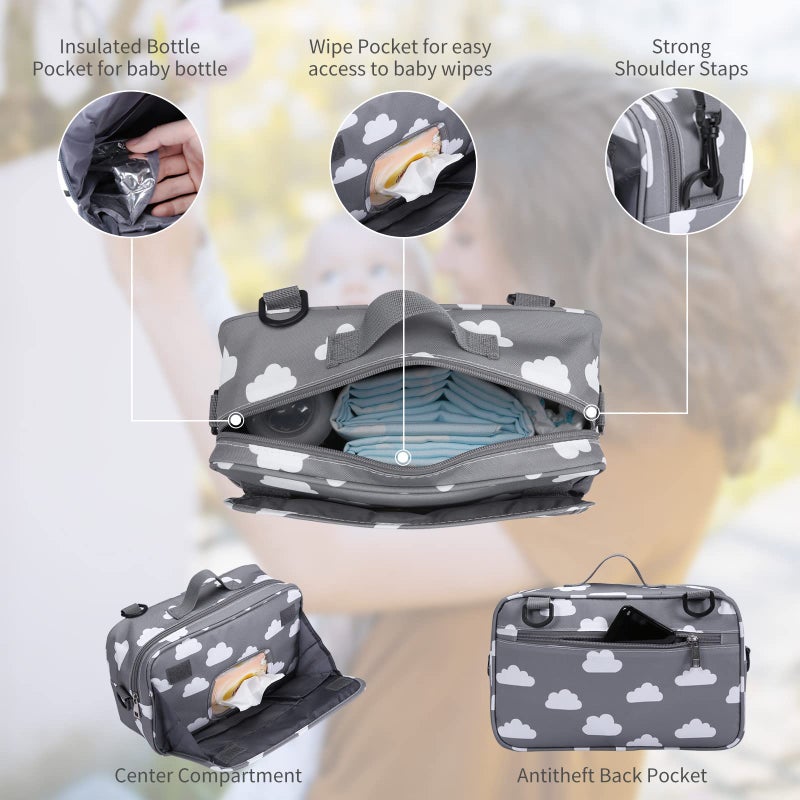 Gogoso Small Diaper Bag  Stroller Organizer Bags For Baby With Insulated Pocket  Stroller Hooks And Adjustable Strap Universal Mini Diaper Tote Bags Fit All Strollers  Gray - Image 2