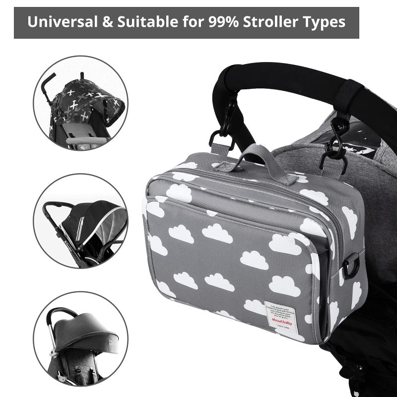 Gogoso Small Diaper Bag  Stroller Organizer Bags For Baby With Insulated Pocket  Stroller Hooks And Adjustable Strap Universal Mini Diaper Tote Bags Fit All Strollers  Gray - Image 4